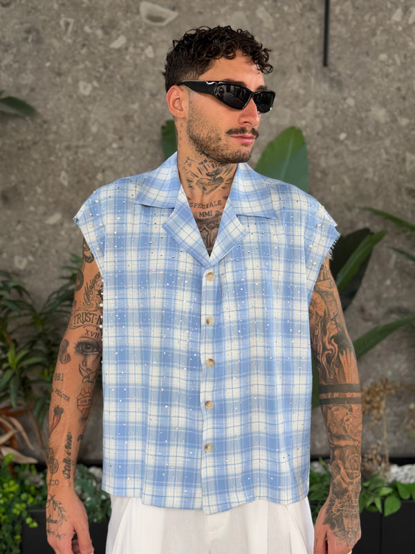 CAMICIA PAPER AZUL PERLINE