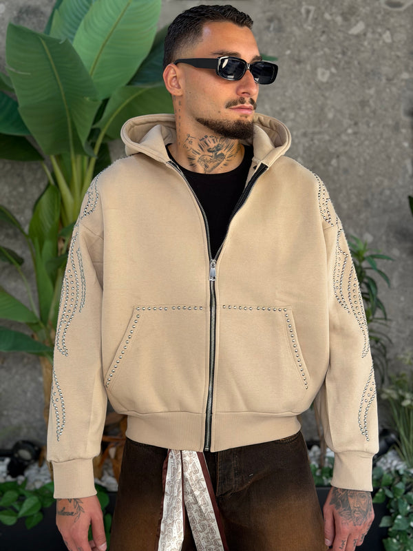 HOODIE BORCHIA DRIP SABBIA