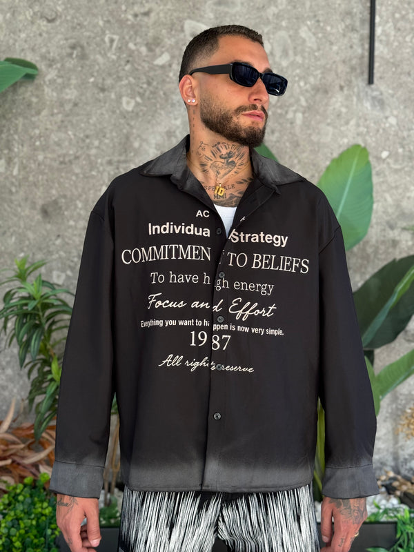 CAMICIA SCRIPTURE SFUMATA SOX BLACK