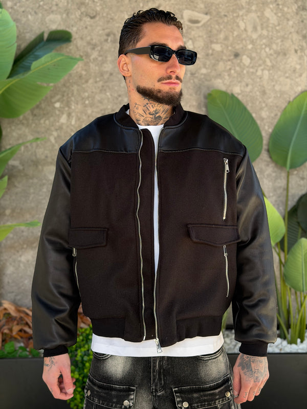 BOMBER ZIP HUSTLE BLACK