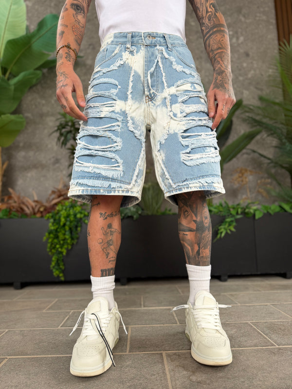 RIPPED SHORT BLUE